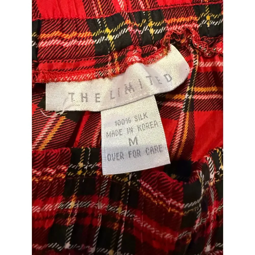 Vintage Y2K The Limited Tartan Plaid Pleated Silk Skirt M